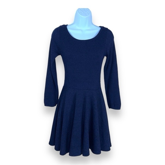 XS MISCH MASCH DARK BLUE NAVY KNIT DRESS ALINE LINED STRETCH PREPPY ELEGANT - Picture 1 of 13
